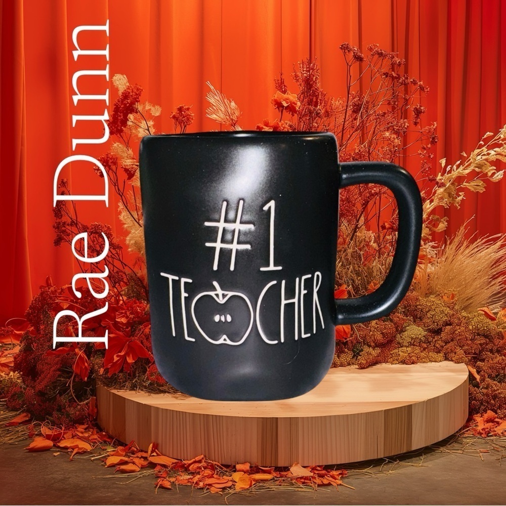Rae Dunn Large #1 Teacher Coffee Mug Rustic Hot Beverage Drink Holder